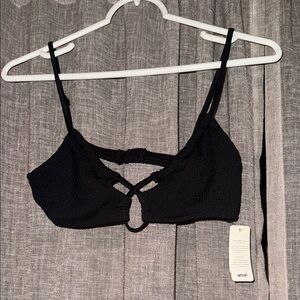 NWT Aerie Black Ribbed Bikini Top Size M